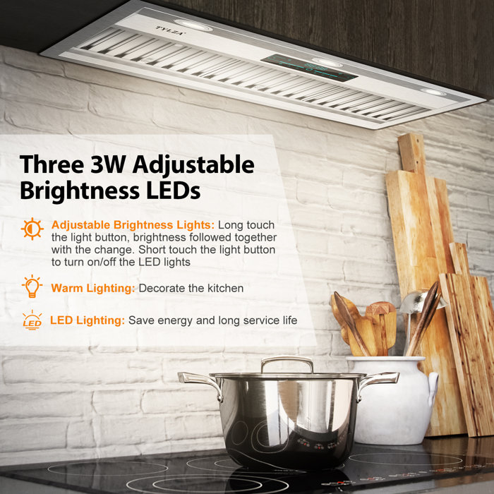 Tylza 30" Insert Range Hood 900 CFM Convertible 4 Speeds with Charcoal